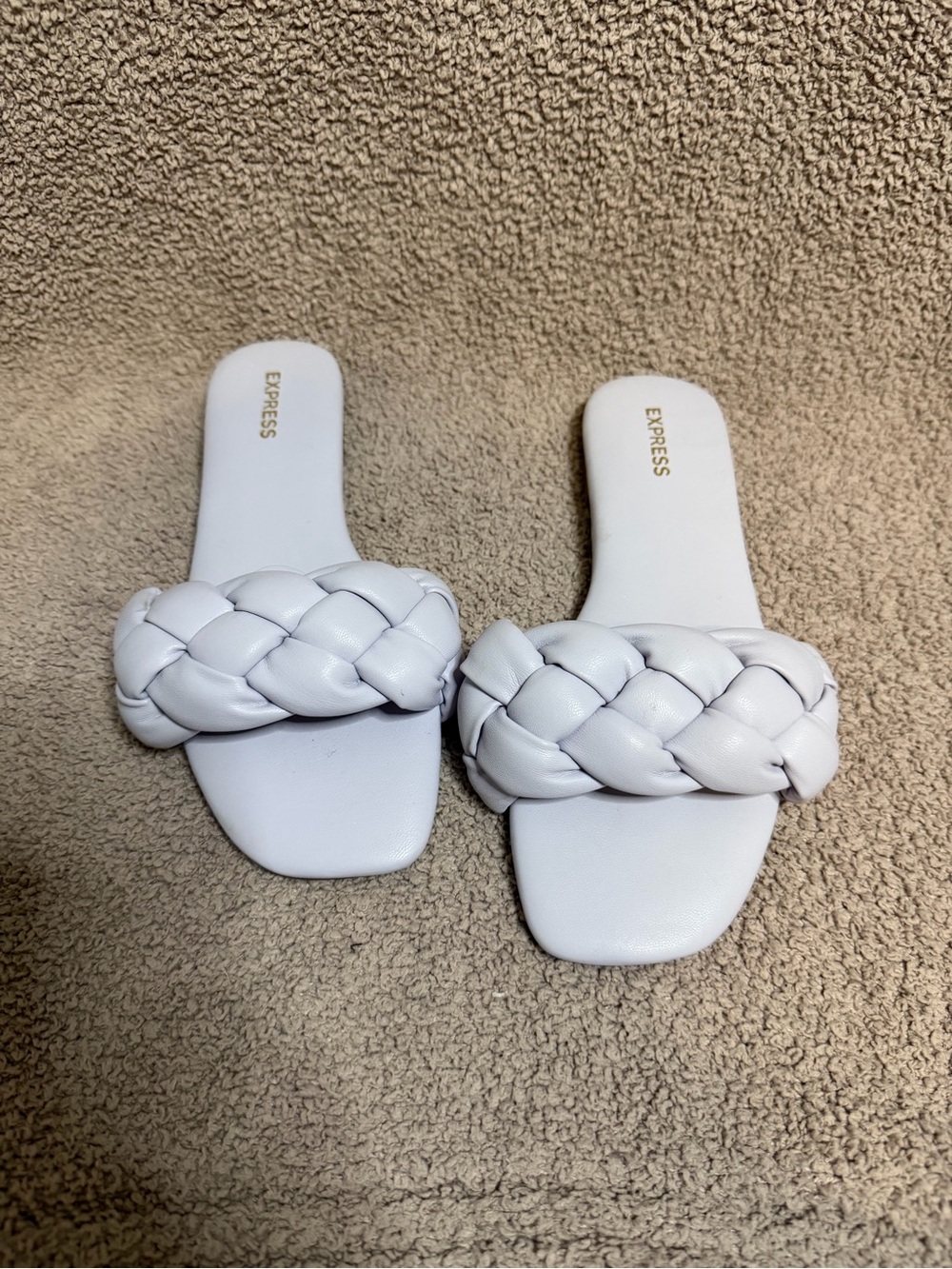 Express White Braided Slide Sandals